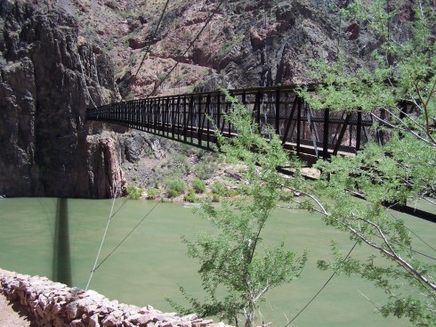black suspension bridge